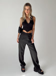 front view of model wearing Princess Polly Ramone Pants Black 