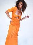 front view of model wearing Princess Polly Field Of Dreams Maxi Dress Orange 