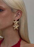 Double Star Earrings Gold