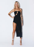 front view of model wearing Princess Polly Jaxon Midi Dress Black 