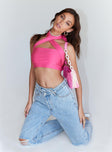 front view of model wearing Princess Polly Midnight Top Pink 