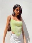 front view of model wearing Princess Polly Julia Plisse Top Green 