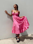 Front view of model wearing  front Princess Polly Cowl Neck  Joella Midi Dress Pink