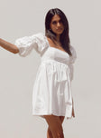 side view of model wearing Princess Polly Noha Mini Dress White 