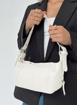 Faux leather shoulder bag Removable and adjustable strap, zip fastening and silver-toned hardware