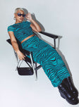   side view of model wearing Princess Polly Mariana Maxi Skirt Blue 