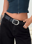 Faux leather belt, silver-toned buckle