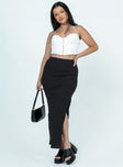 Front view of model wearing  front Oscar Split Maxi Skirt Black Princess Polly  Maxi 