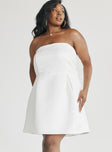 Front view of model wearing  front Princess Polly Asymmetric Neckline  Spader Corset Mini Dress White Curve