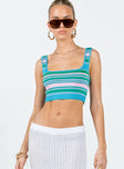 Front view of model wearing  front Princess Polly Sleeveless Square Neck  Burton Knit Top Multi