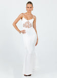 front view of model wearing Princess Polly Roselle Maxi Dress White V-Neck 