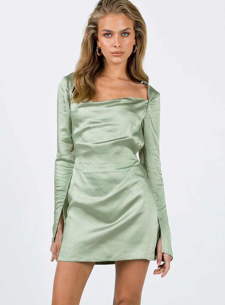 product Princess Polly Square Neck  Maia Long Sleeve Mini Dress Green