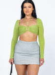   front view of model wearing Princess Polly Cove Mini Skirt Green 