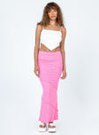 Front view of model wearing  front Oscar Maxi Skirt Hot Pink Princess Polly  Maxi 