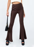 front view of model wearing Princess Polly Rita Roberts Flares Brown 