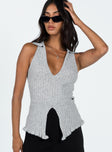 product Princess Polly Sleeveless Plunger  Galliniski Knit Top Grey