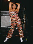 front view of model wearing Princess Polly Main Stage Low Rise Pants Multi Curve 