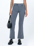 Front view of model wearing  front Princess Polly High Waisted Pants  Yianna Low Waist Flare Pants Grey