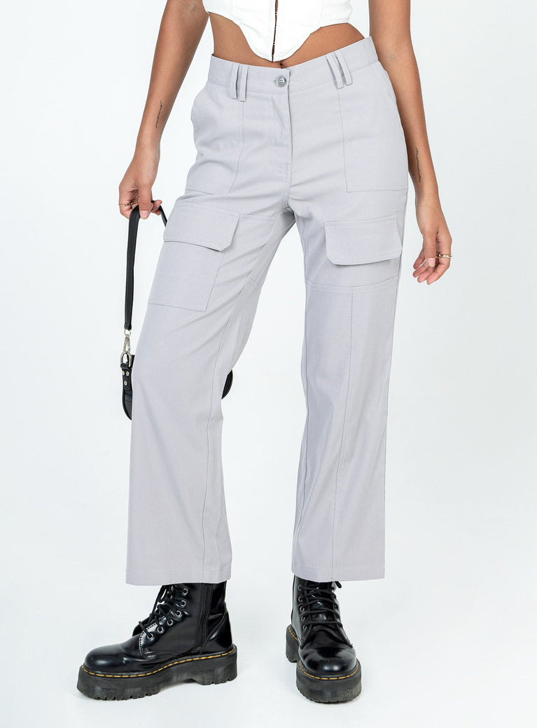 product Princess Polly High Waisted Pants  As You Were Cargo Pants Grey