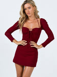 product Princess Polly Square Neck  Stassie Mini Dress Burgundy