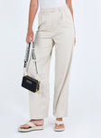 Front view of model wearing  front Princess Polly High Waisted Pants High Waisted Pants  Amalia Pants Beige Tall