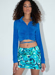   front view of model wearing Princess Polly Caleb Mini Skirt Blue 