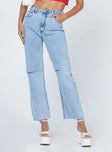 front view of model wearing Princess Polly Daysia Lightwash Denim Jeans High Waisted 