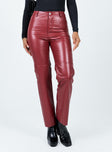 product Princess Polly High Waisted Pants  Macey Pants Burgundy