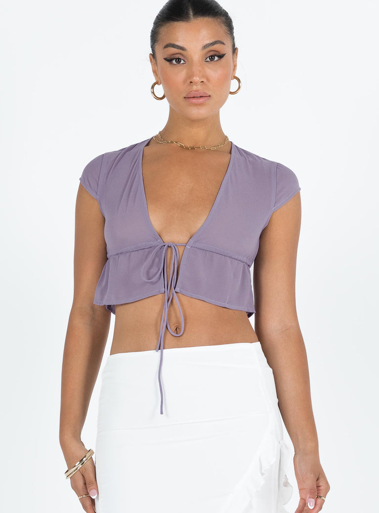 product Princess Polly Short Sleeves Asymmetric Neckline  Fazio Top Purple