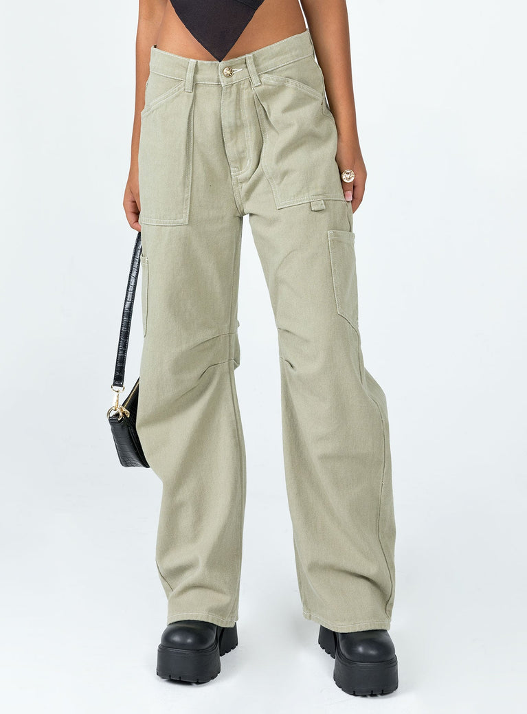 product Princess Polly High Waisted  Miami Vice Pants Light Khaki