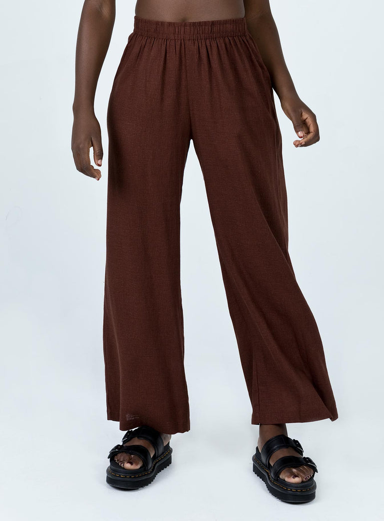 product Princess Polly High Waisted Pants  Louis Linen Blend Pants Brown