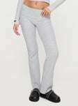 side view of model wearing Princess Polly Closed Eyes Flared Pant Grey Low Rise Pants 