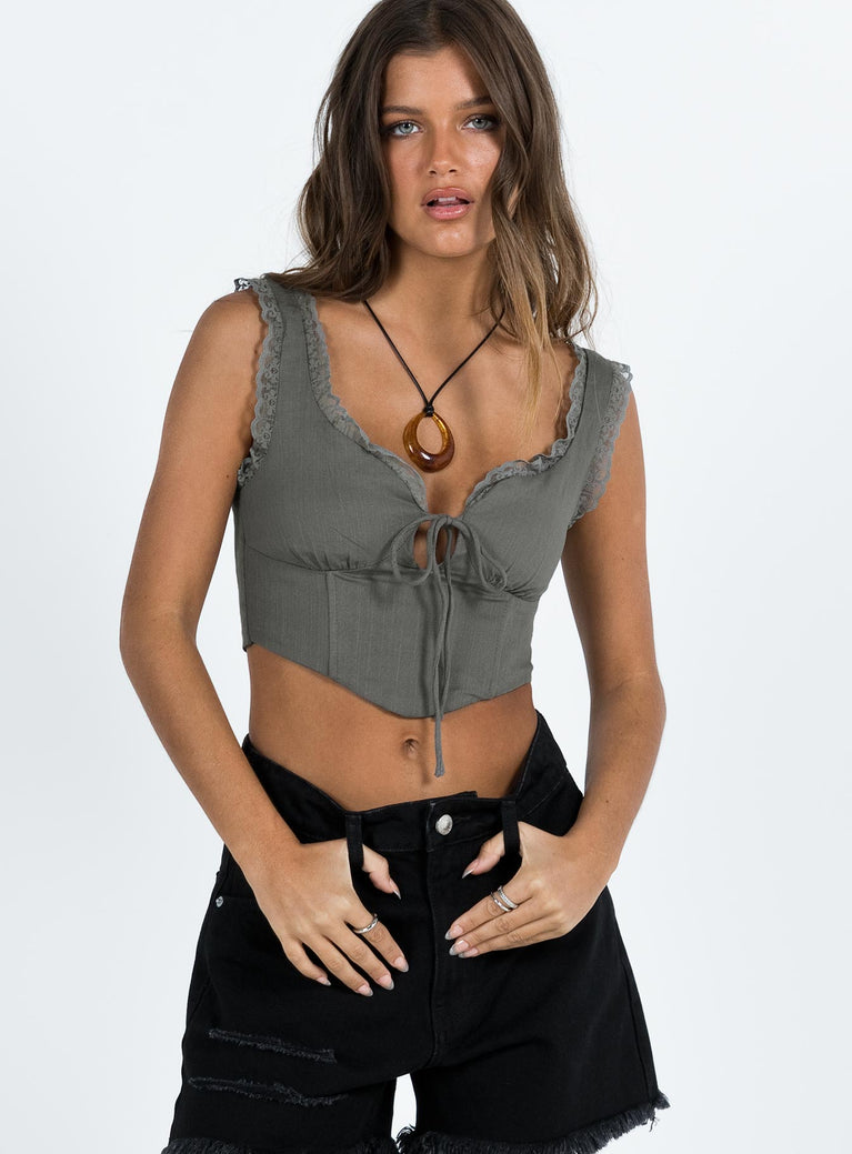 product Princess Polly Sleeveless Asymmetric Neckline  Scarlett Top Slate Grey