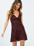 product Princess Polly Asymmetric Neckline  Nellie Mini Dress Black / Red Floral