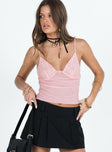 Front view of model wearing  front Princess Polly Sleeveless Sweetheart  Lizzy Top Pink