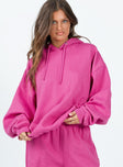 front view of model wearing Princess Polly Ritu Oversized Hoodie Pink Long 