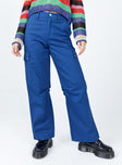 back view of model wearing Princess Polly Fallout Mid Rise Cargo Pants Blue 