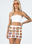   front view of model wearing Princess Polly Barbados Crotchet Mini Skirt Multi 