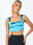 front view of model wearing Princess Polly Miranda Top Blue 