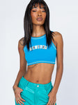 front view of model wearing Princess Polly Whateva Tank Top Blue 