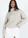 product Oswin Turtleneck Sweater Oatmeal Princess Polly  