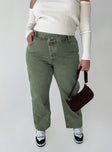 product Princess Polly High Waisted  Holly Asymmetric Straight Leg Jean Green Denim Curve