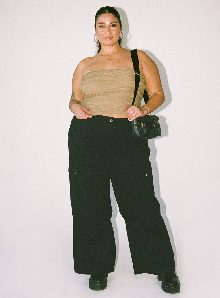 product Princess Polly Low Rise Pants  Fallout Mid Rise Cargo Pants Black Curve