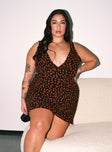 Princess Polly Plunger  Nellie Mini Dress Black / Red Floral Curve