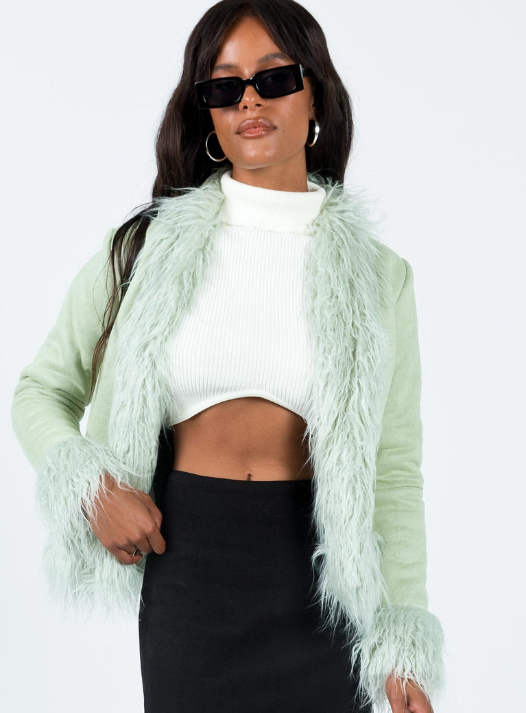 Jacket Faux suede material Faux fur detail Twin hip pockets