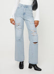 Front view of model wearing  front Princess Polly Mid Rise  Bilston Boyfriend Jeans Light Wash Denim