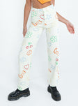 side view of model wearing Princess Polly Emerson Pants Ecru High Waisted 