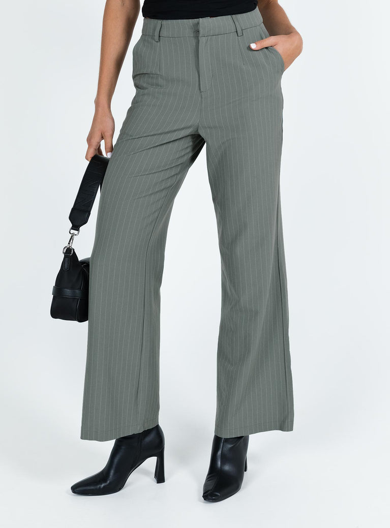 product Princess Polly High Waisted Pants  Alizzi Pant Grey Pinstripe