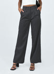 Front view of model wearing  front Princess Polly High Waisted Pants  Archer Pants Pinstripe Black