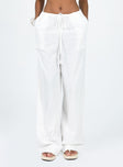 side view of model wearing Princess Polly Morland Pants White High Waisted Pants 